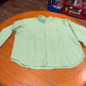 Polo Ralph Lauren Men's Size 4Xb big Green Gingham Classic Fit Oxford Button